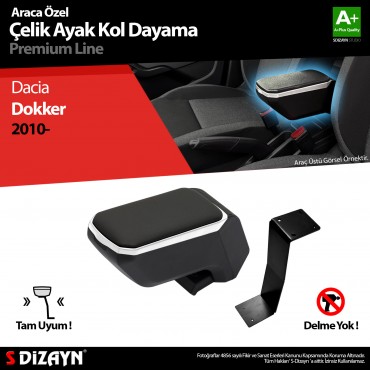 S-Dizayn Dacia Dokker Kol Dayama Kolçak Çelik Ayaklı ABS Gri 2010 Üzeri A+Kalite