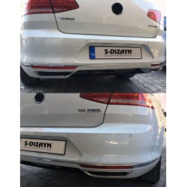 S-Dizayn VW Passat B8 Krom Egzoz Görünümü Difüzör R Line Still 2 Parça 2015-2019