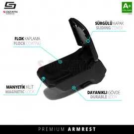 S-Dizayn Dacia Logan Kol Dayama Kolçak Çelik Ayaklı ABS Siyah 2004-2012 A+Kalite