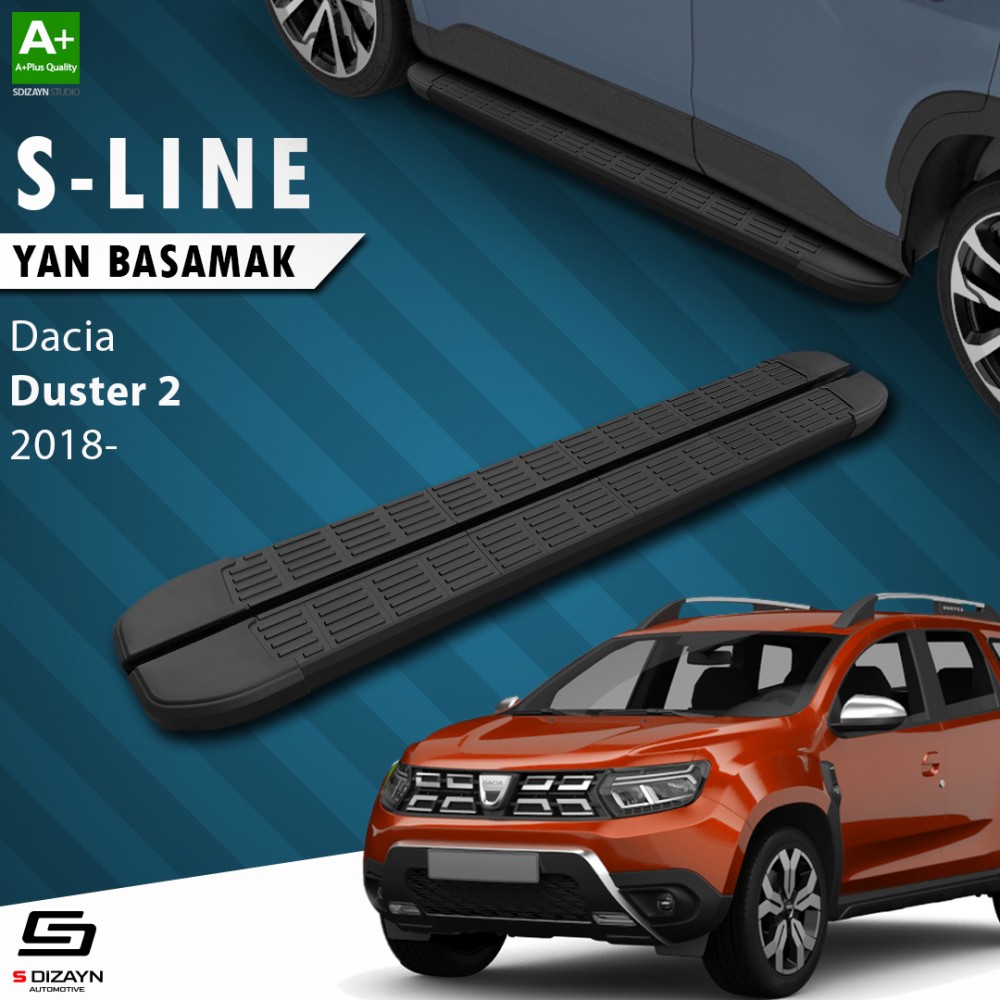 S-Dizayn Dacia Duster 2 S-Line Siyah Yan Basamak 183 Cm 2018-2023 A+ Kalite