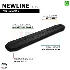 S-Dizayn Peugeot Partner 2 Tepee NewLine Siyah Yan Basamak 193 Cm 2008-2018