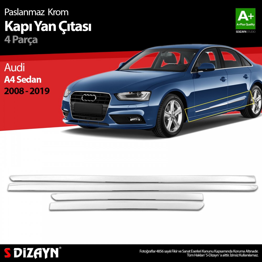 S-Dizayn Audi A4 SD Chrome Door Side Molding 2008-2019