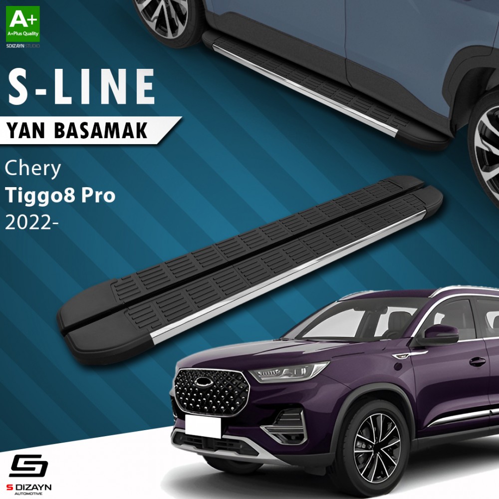 S-Dizayn Chery Tiggo8 Pro S-Line Chrome Side Step 183 Cm Over 2022
