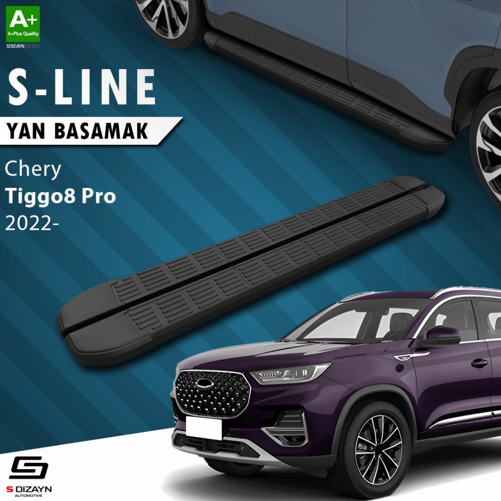 S-Dizayn Chery Tiggo8 Pro S-Line Black Side Step 183 Cm 2022 Onwards