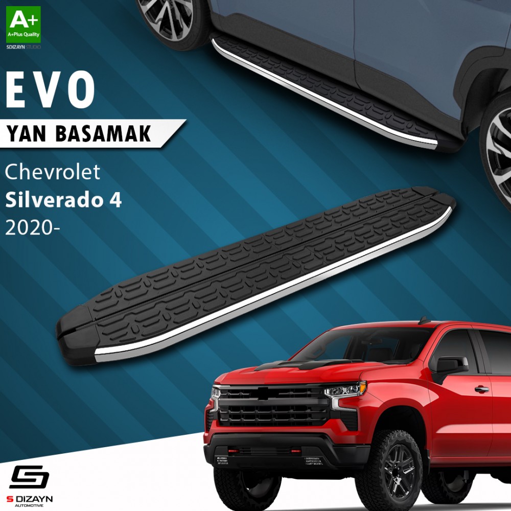 S-Dizayn Chevrolet Silverado 4 Uzun Şase Evo Krom Yan Basamak 253 Cm 2020 Üzeri