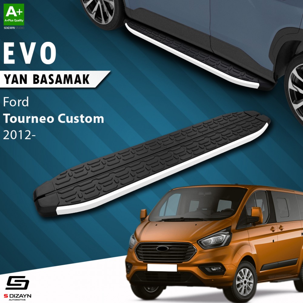 S-Dizayn Ford Tourneo Custom Kısa Şase Evo Aluminyum Yan Basamak 203 Cm 2012 Üzeri