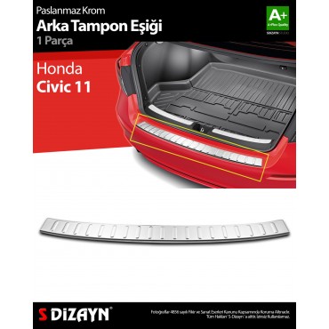 S-Dizayn Honda Civic 11 Krom Arka Tampon Eşiği 2021 Üzeri