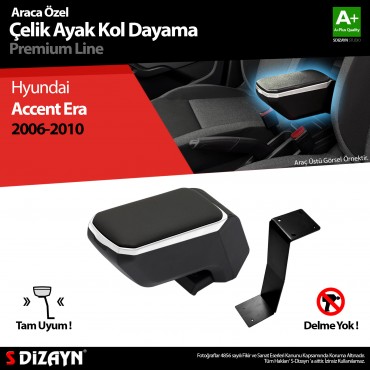 S-Dizayn Hyundai Accent Era Kol Dayama Kolçak Çelik Ayaklı ABS Gri 2005-2011 A+Kalite