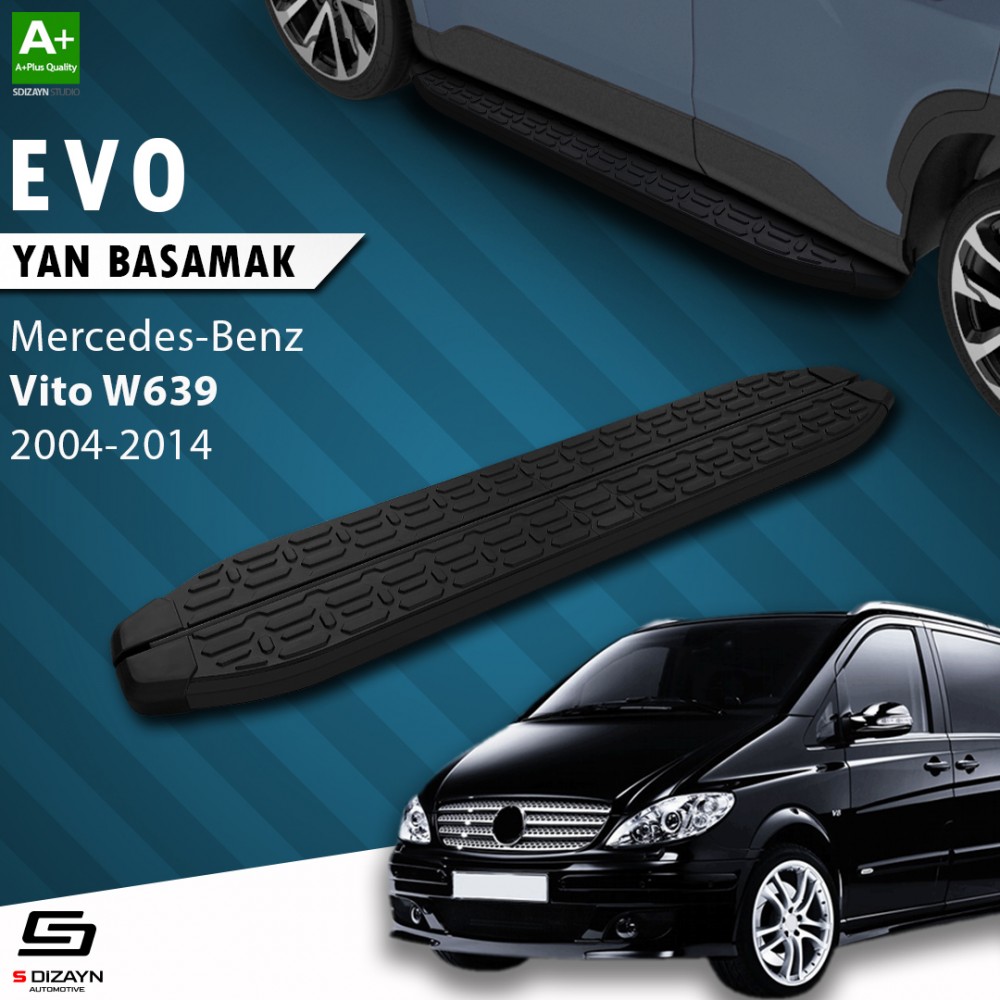 S-Dizayn Mercedes Vito W639 Kısa Şase Evo Siyah Yan Basamak 233 Cm 2004-2014