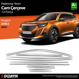 S-Dizayn Peugeot 2008 2 Krom Cam Çerçevesi 12 Prç 2020 Üzeri A+ Kalite