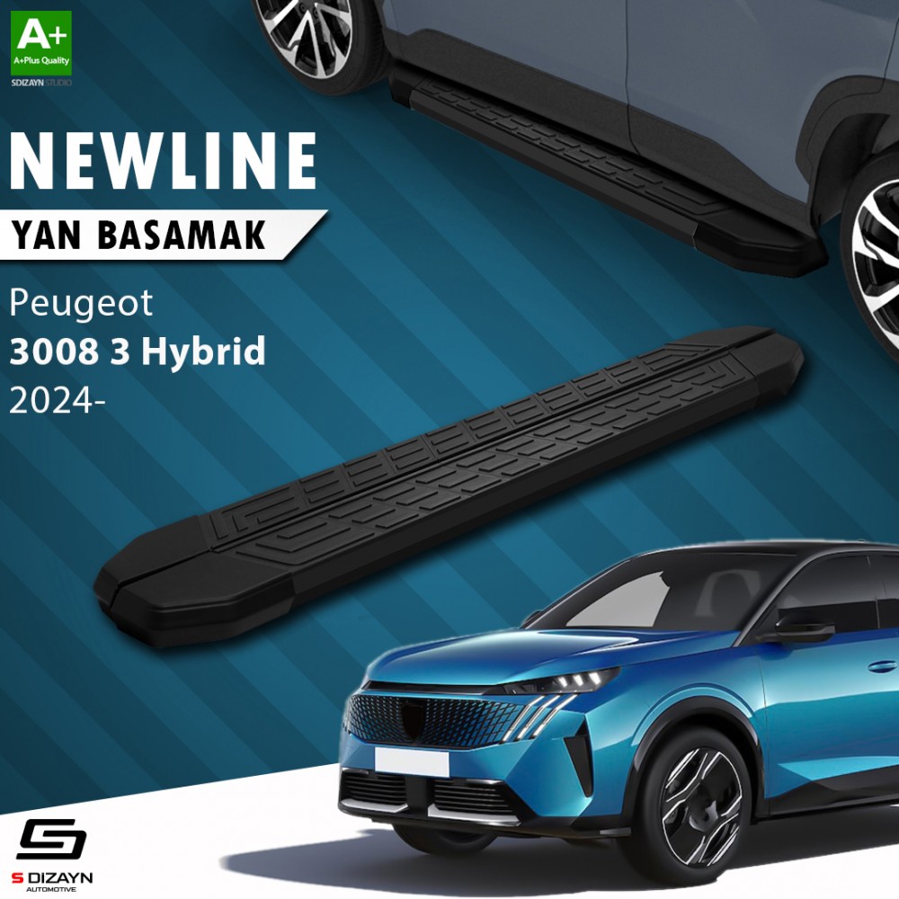 S-Dizayn Peugeot 3008 3 Hybrid NewLine Siyah Yan Basamak 183 Cm 2024 Üzeri A+ Kalite