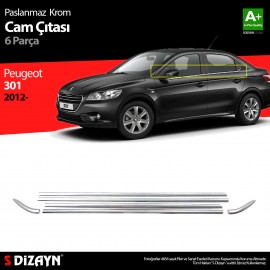 S-Dizayn Peugeot 301 Krom Cam Çıtası 6 Prç. 2012 Üzeri