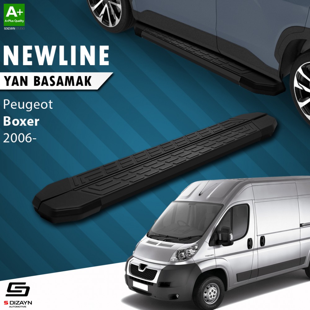 S-Dizayn Peugeot Boxer 3 Kısa Şase NewLine Siyah Yan Basamak 209 Cm 2006 Üzeri