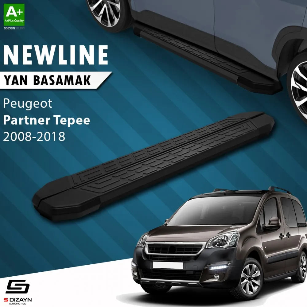 S-Dizayn Peugeot Partner 2 Tepee NewLine Siyah Yan Basamak 193 Cm 2008-2018