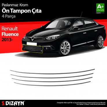 S-Dizayn Renault Fluence Chrome Front Bumper Strip 4 Pcs. Make-up on 2013