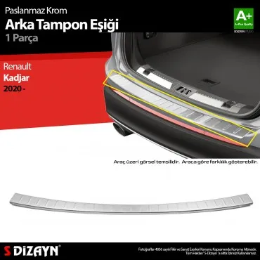 S-Dizayn Renault Kadjar Krom Arka Tampon Eşiği 2019 Üzeri