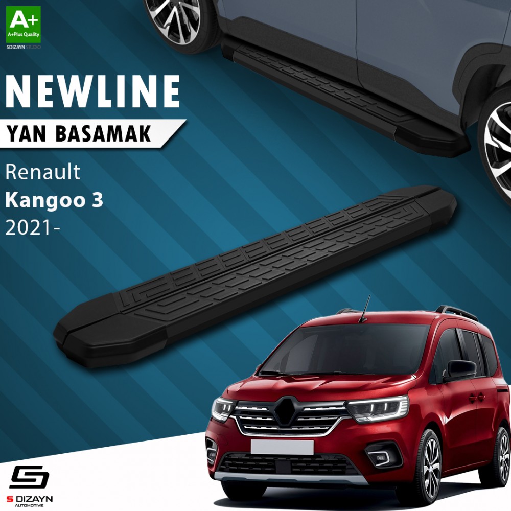 S-Dizayn Renault Kangoo 3 Uzun Şase NewLine Siyah Yan Basamak 229 Cm 2021 Üzeri