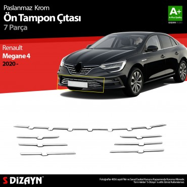 S-Dizayn Renault Megane 4 Chrome Front Bumper Strip 8 Pcs. Above 2020