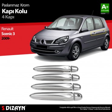 S-Dizayn Renault Scenic 3 Chrome Door Handle 4 Pieces 2009 Onwards