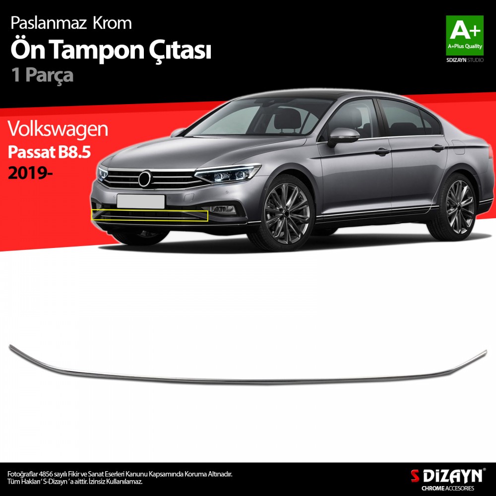 S-Dizayn VW Passat B8.5 Krom Ön Tampon Çıtası 2019 ve Üzeri 
