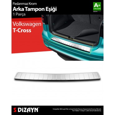 S-Dizayn VW T-Cross Krom Arka Tampon Eşiği 2019 Üzeri