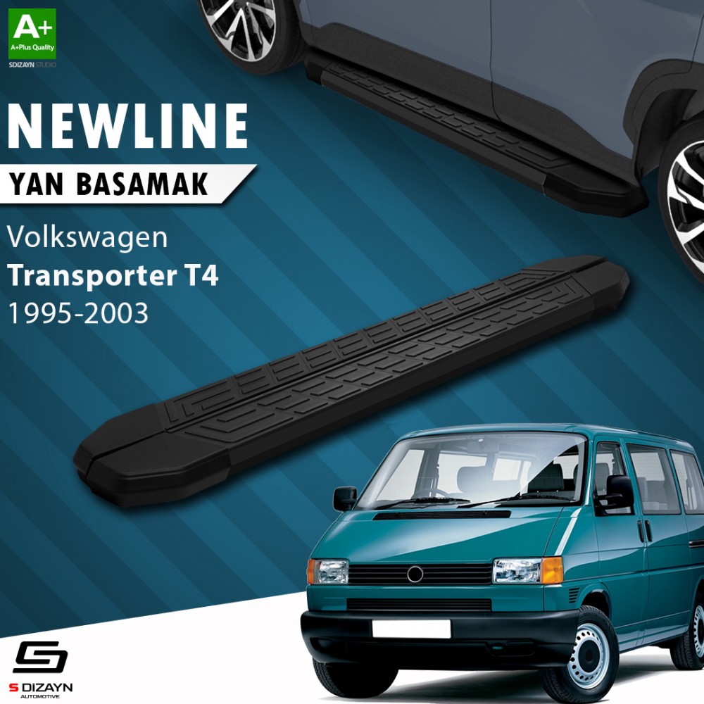 S-Dizayn VW Transporter T4 Kısa Şase NewLine Siyah Yan Basamak 213 Cm 1995-2003