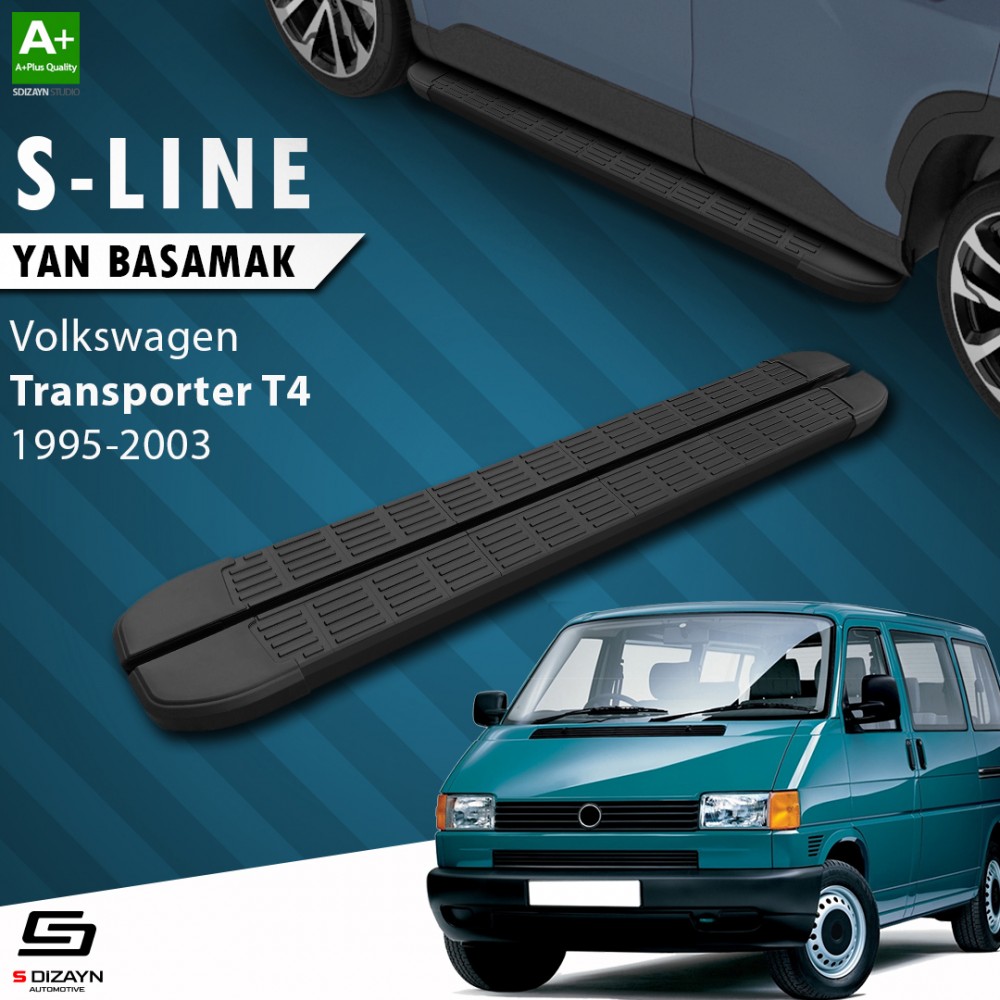 S-Dizayn VW Transporter T4 Short Chassis S-Line Black Side Step 213 Cm 1995-2003