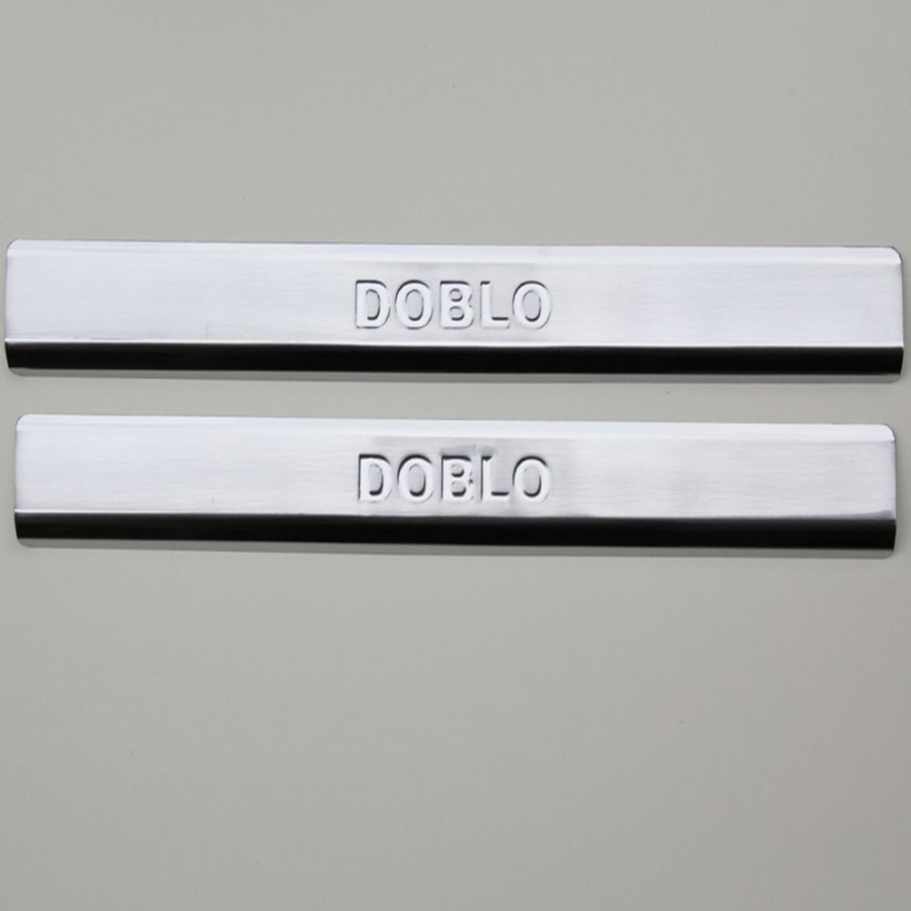 Fiat Doblo Chrome Door Sill Protector (2 Pieces Stainless Steel) - 2010-2023 Models
