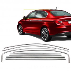 Fiat Egea SD Chrome Window Frame (8 Pieces Stainless Steel) - 2015-2024 Models