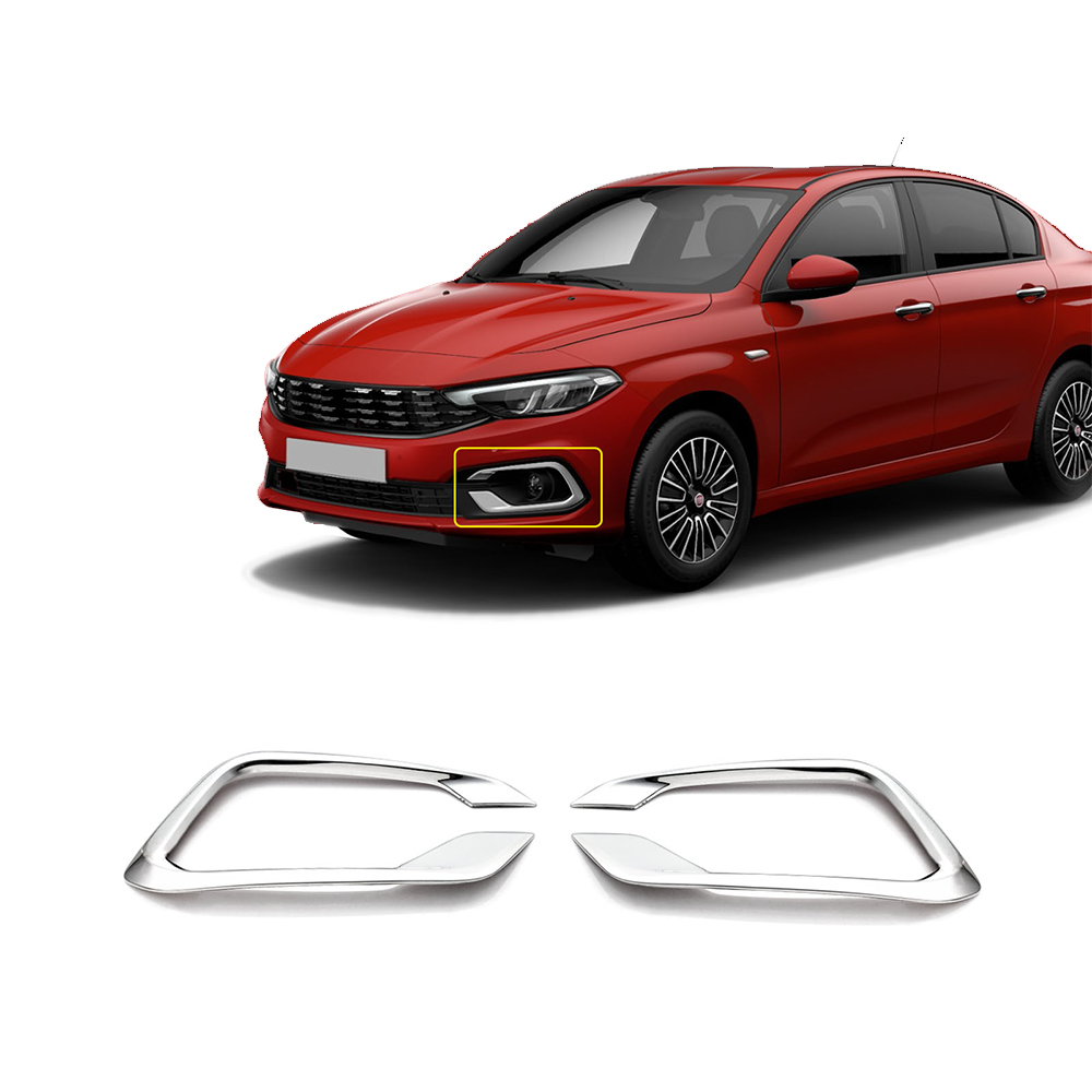Fiat Egea SD Chrome Fog Light Frame (2 Pieces Stainless Steel - Large) - 2020-2024 Models